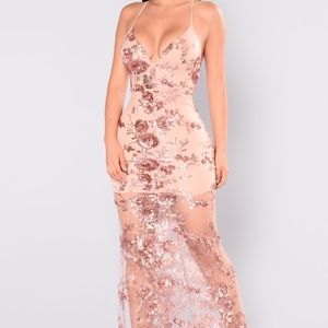 Rose gold sequin dress